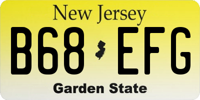 NJ license plate B68EFG
