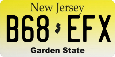NJ license plate B68EFX