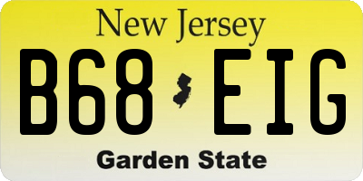 NJ license plate B68EIG