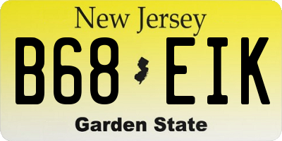 NJ license plate B68EIK