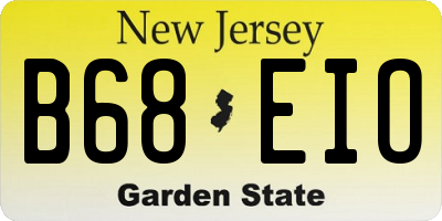NJ license plate B68EIO