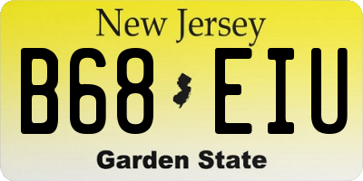 NJ license plate B68EIU
