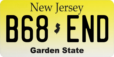 NJ license plate B68END