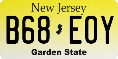 NJ license plate B68EOY
