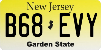 NJ license plate B68EVY
