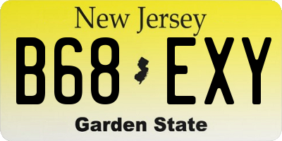 NJ license plate B68EXY