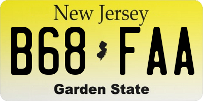 NJ license plate B68FAA
