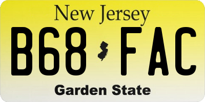 NJ license plate B68FAC