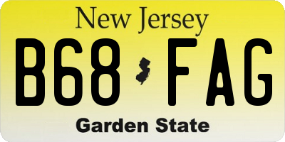 NJ license plate B68FAG