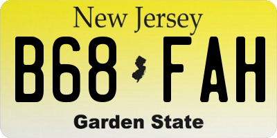 NJ license plate B68FAH