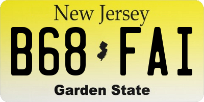 NJ license plate B68FAI