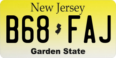 NJ license plate B68FAJ