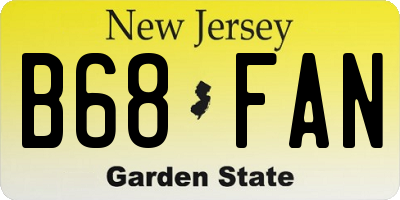 NJ license plate B68FAN