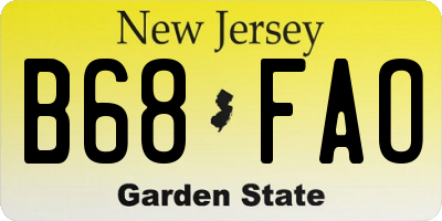 NJ license plate B68FAO
