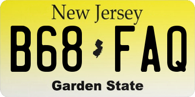 NJ license plate B68FAQ