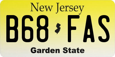 NJ license plate B68FAS