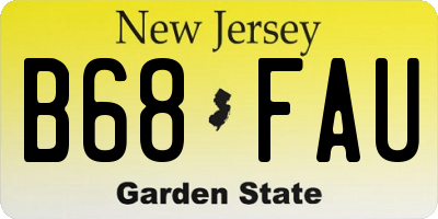 NJ license plate B68FAU