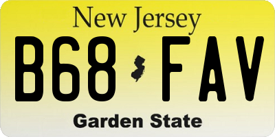 NJ license plate B68FAV