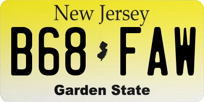 NJ license plate B68FAW