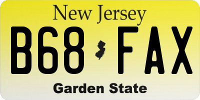NJ license plate B68FAX