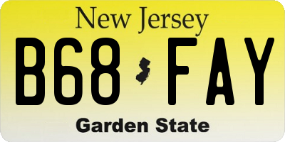 NJ license plate B68FAY