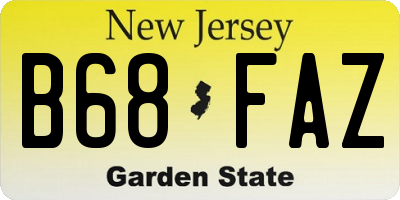 NJ license plate B68FAZ