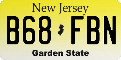 NJ license plate B68FBN