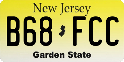 NJ license plate B68FCC