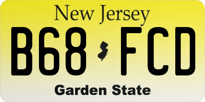 NJ license plate B68FCD