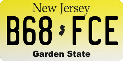 NJ license plate B68FCE