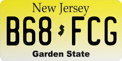 NJ license plate B68FCG