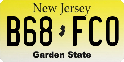 NJ license plate B68FCO