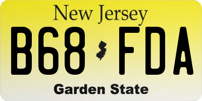 NJ license plate B68FDA