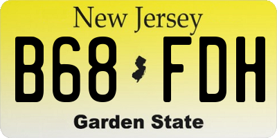 NJ license plate B68FDH