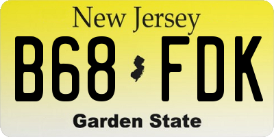 NJ license plate B68FDK