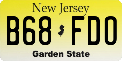NJ license plate B68FDO