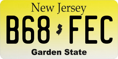 NJ license plate B68FEC