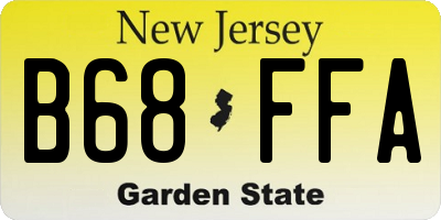 NJ license plate B68FFA