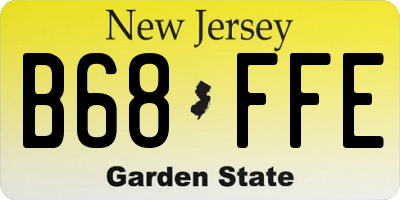 NJ license plate B68FFE