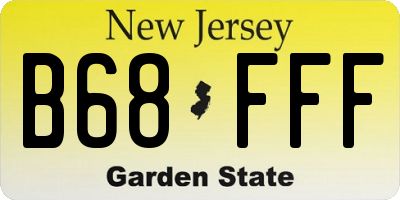 NJ license plate B68FFF