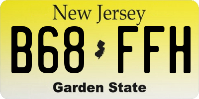NJ license plate B68FFH