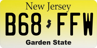NJ license plate B68FFW
