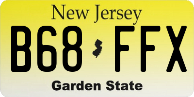 NJ license plate B68FFX