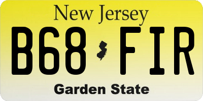 NJ license plate B68FIR