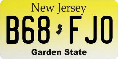 NJ license plate B68FJO