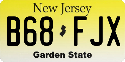 NJ license plate B68FJX