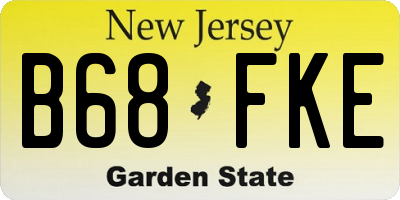 NJ license plate B68FKE