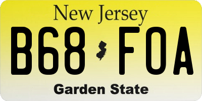 NJ license plate B68FOA