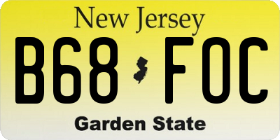 NJ license plate B68FOC