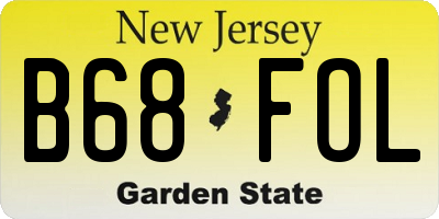 NJ license plate B68FOL
